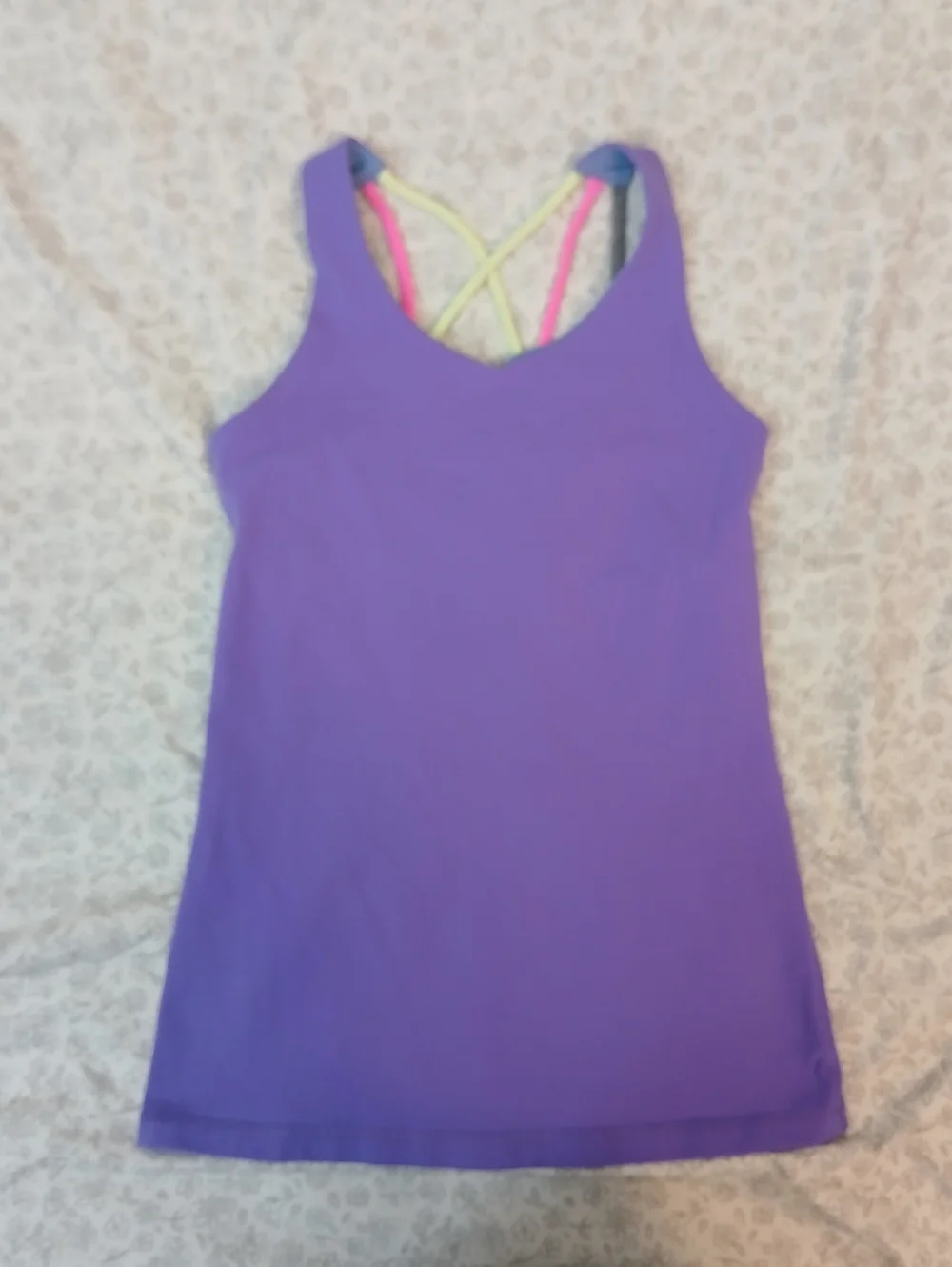 Ivivva Purple Workout Tank with‎ Neon Pink & Neon Yellow Straps Girls 10